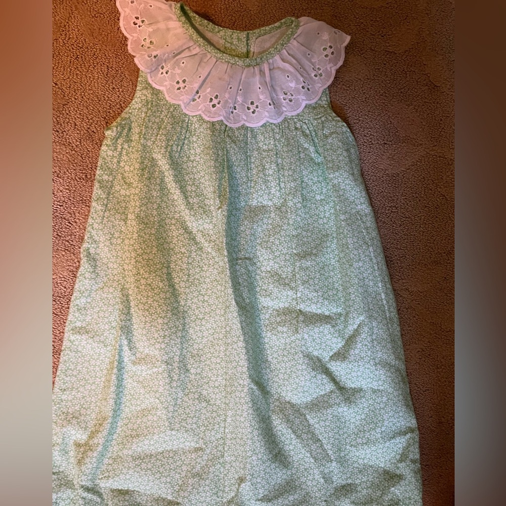 Floral Sundress with Eyelet Ruffled Collar